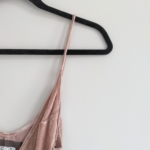 REFORMATION | Anoush Wrap Dress Silk Blend Velvet, Blush, Women's Size XS - Picture 7 of 15